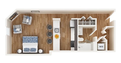 Floor plan for studio, 1 bath, 550 sqft